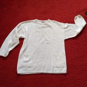 Vintage 80s NWOT cream cable knit sweater